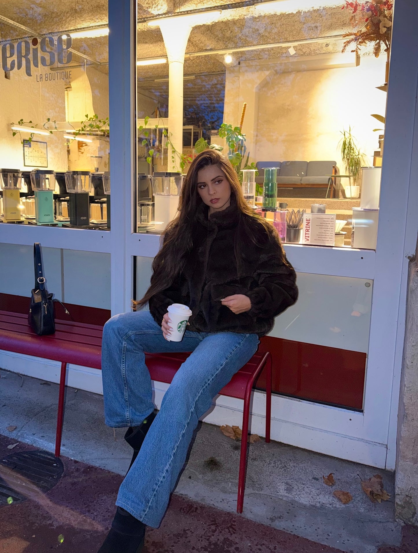 Veste marron effet fourrure