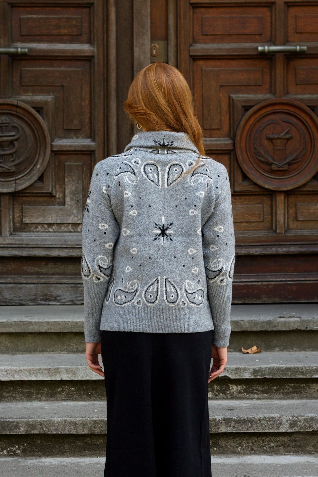 Gilet zippé gris à motif bandana