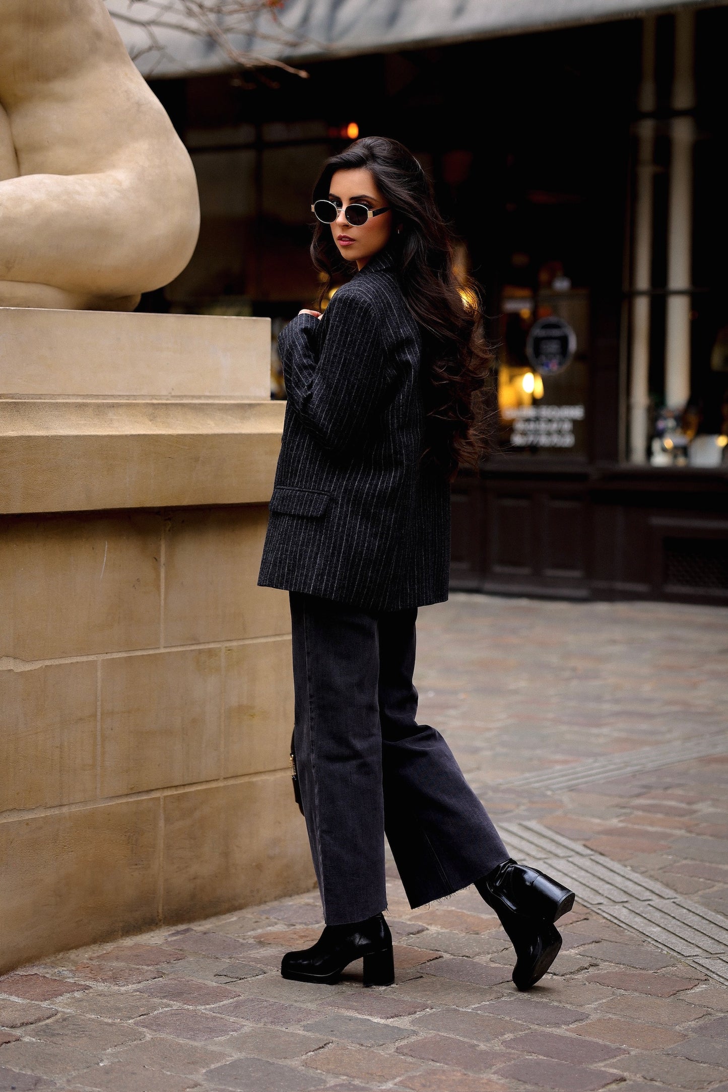 Blazer gris rayé Lima