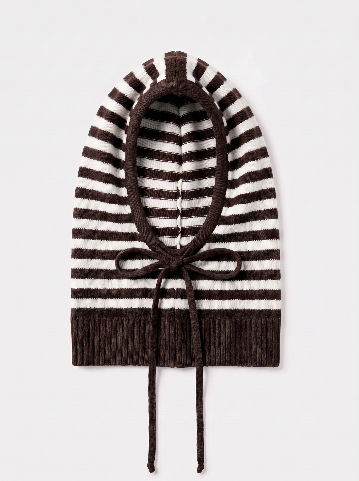 Cagoule rayée marron et écru