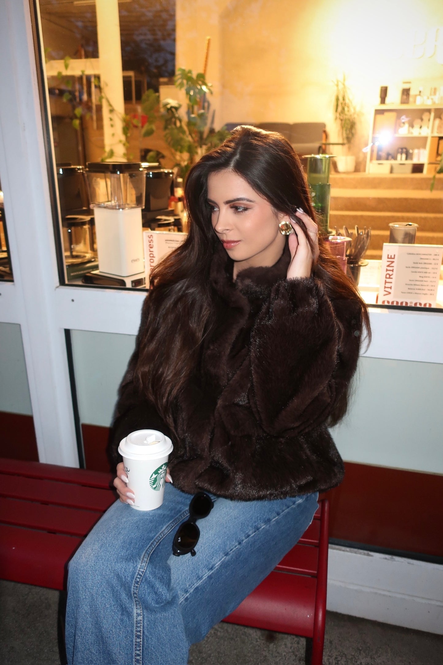 Veste marron effet fourrure