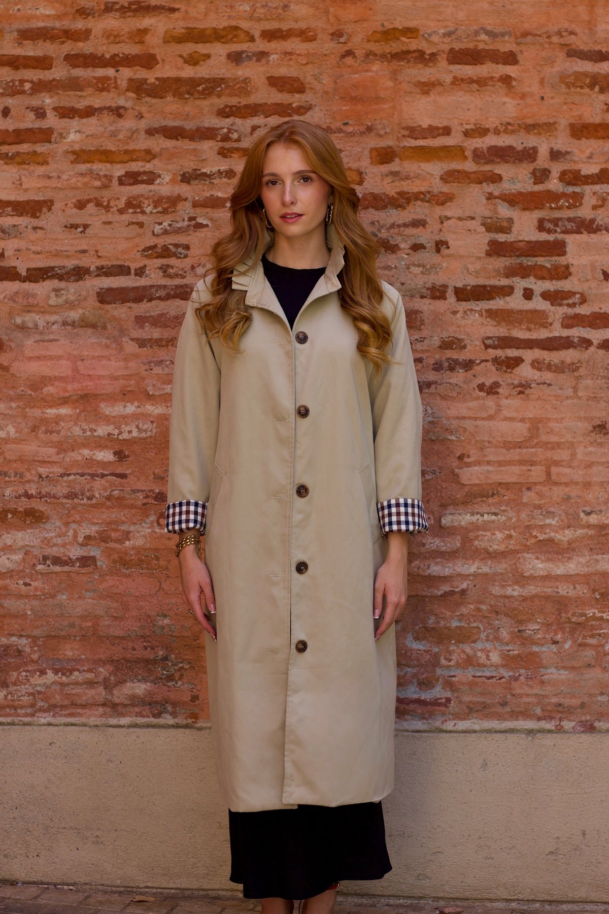 Trench long col volanté