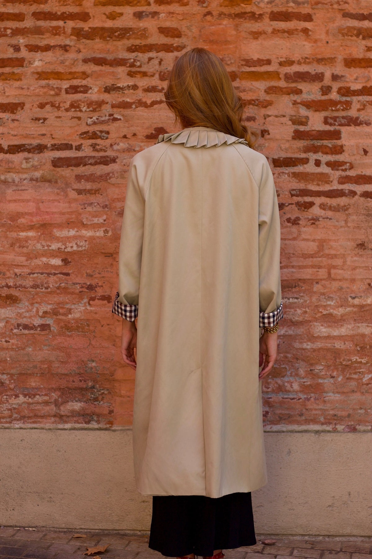 Trench long col volanté
