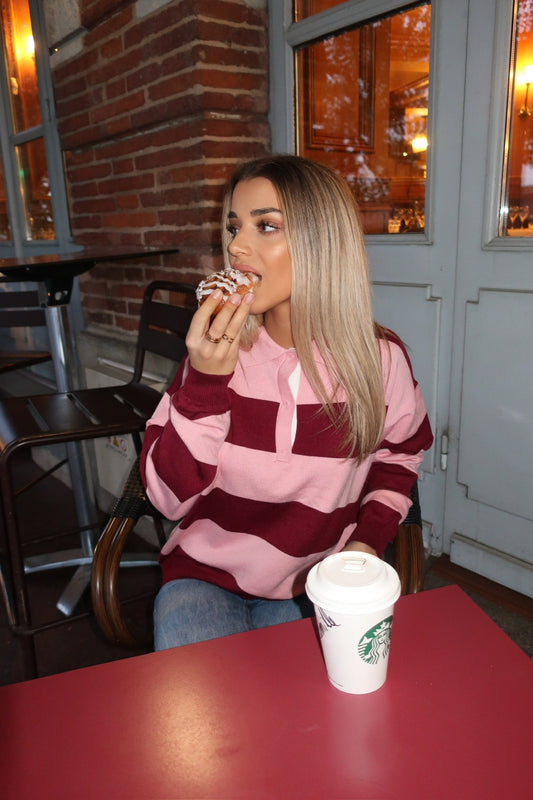 T-shirt col polo à rayures Tivoli