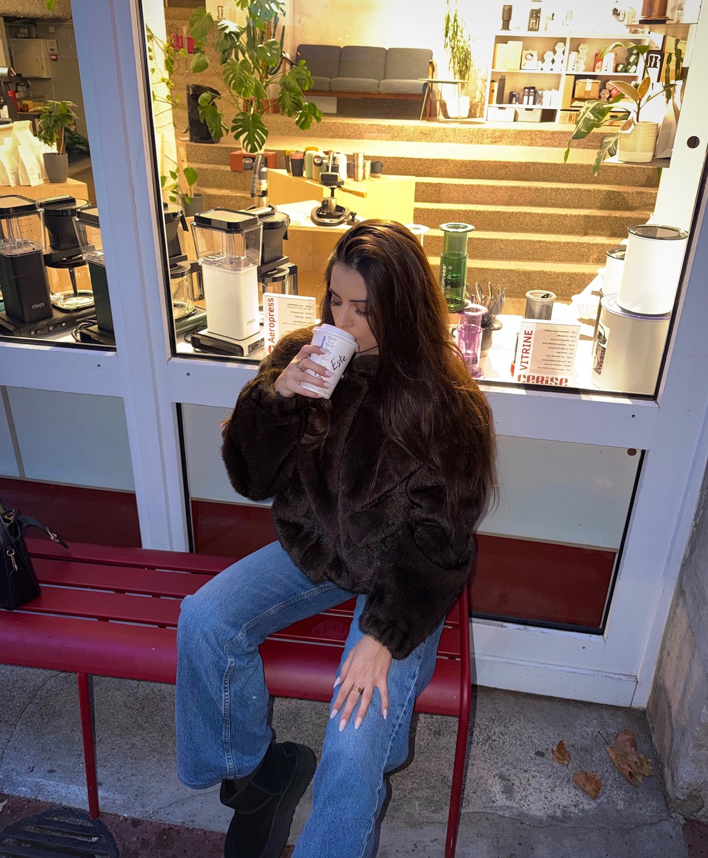 Veste marron effet fourrure