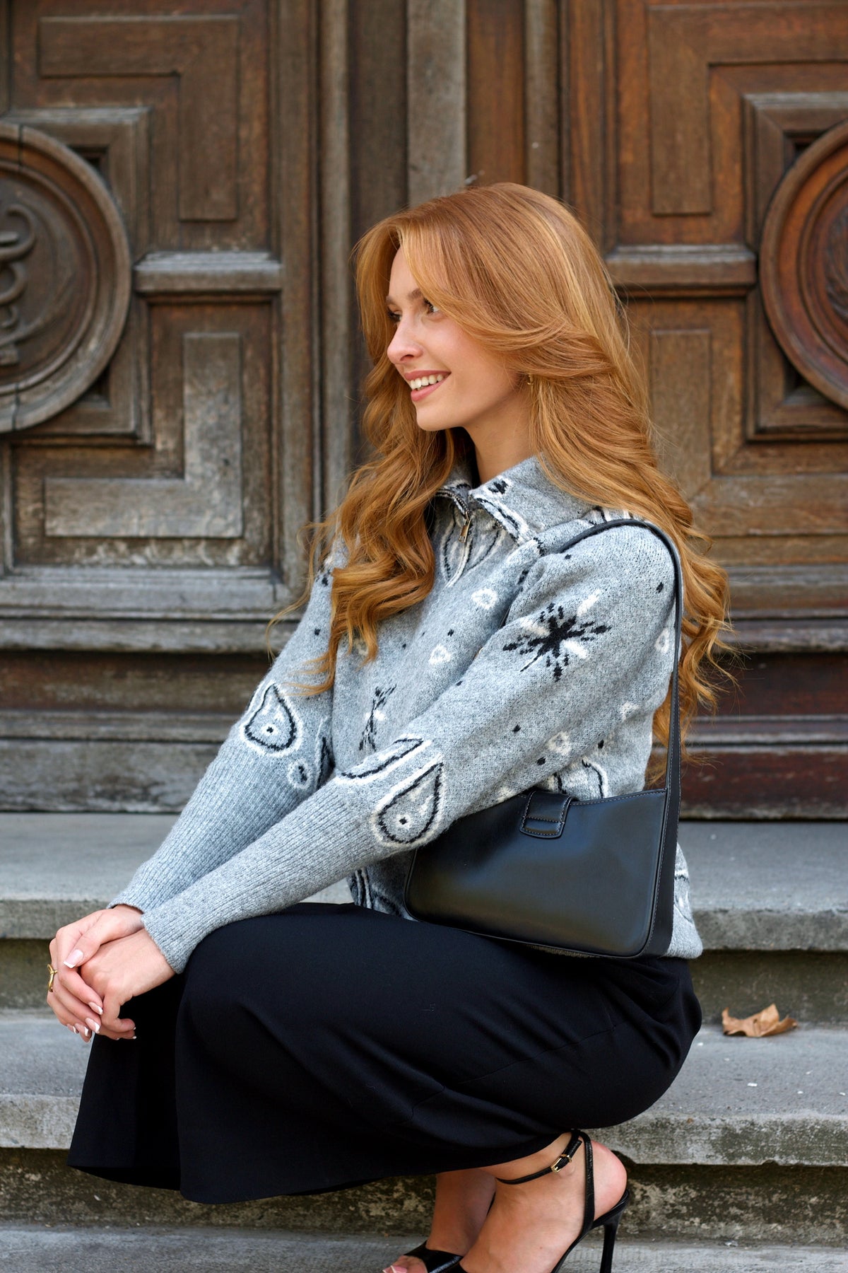 Gilet zippé gris à motif bandana