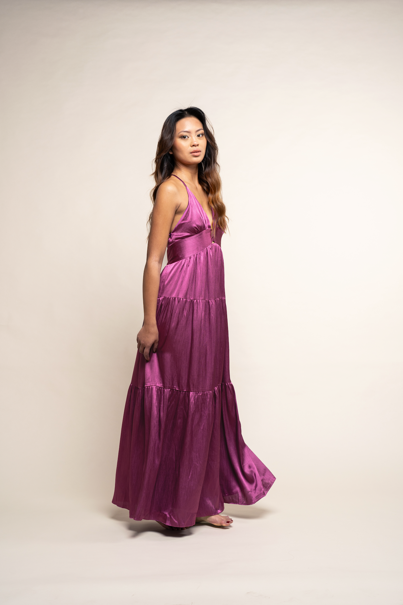 Robe longue fluide rose JOIA Paris